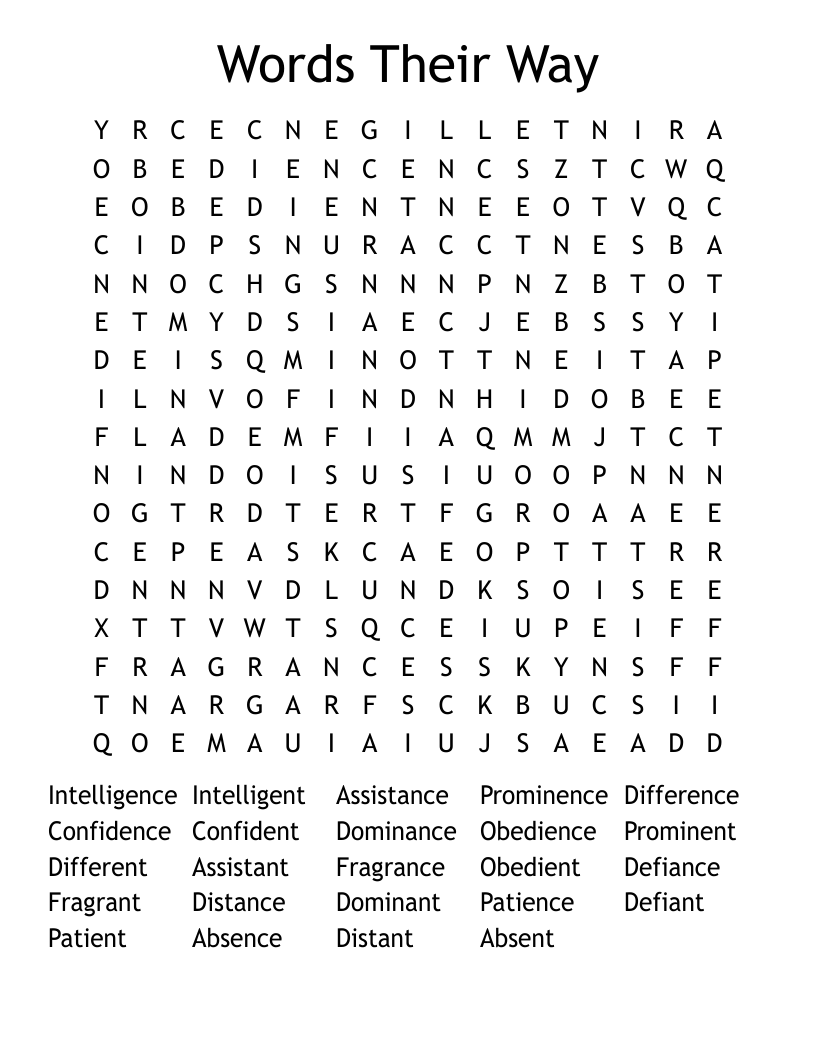 Words Their Way Word Search