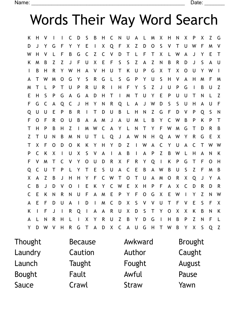 Words Their Way   Word Search