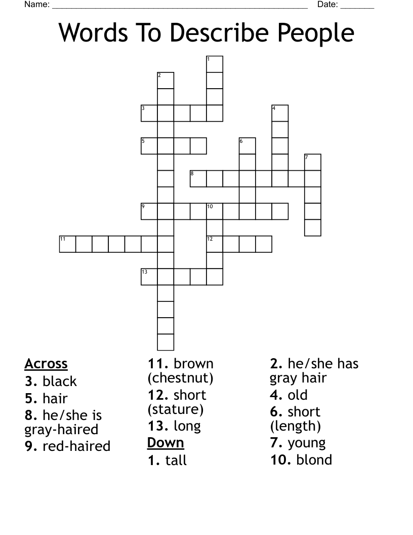 Words To Describe People Crossword