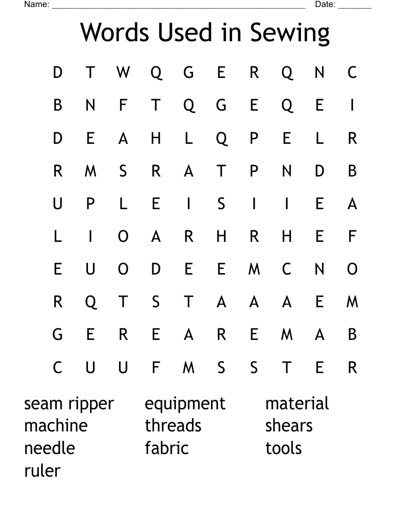 Words Used in Sewing