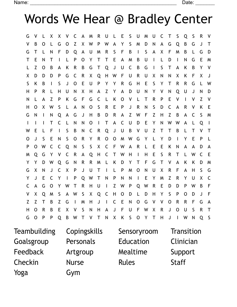 Words We Hear @ Bradley Center Word Search