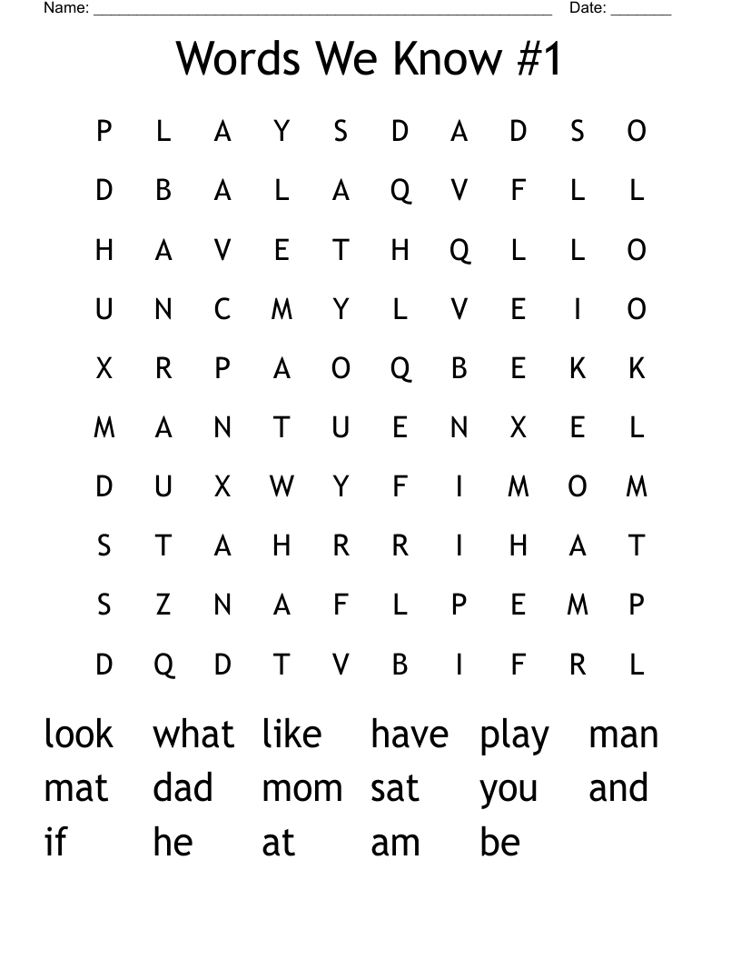 Words We Know #1 Word Search