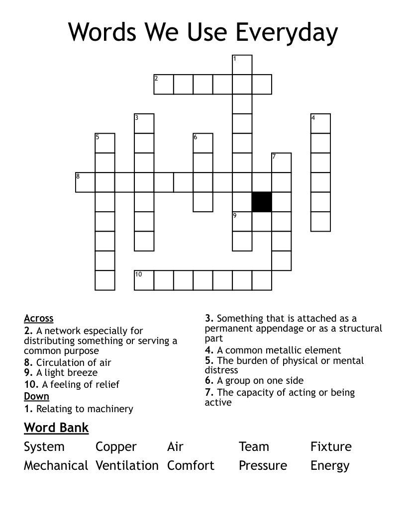Words We Use Everyday Crossword