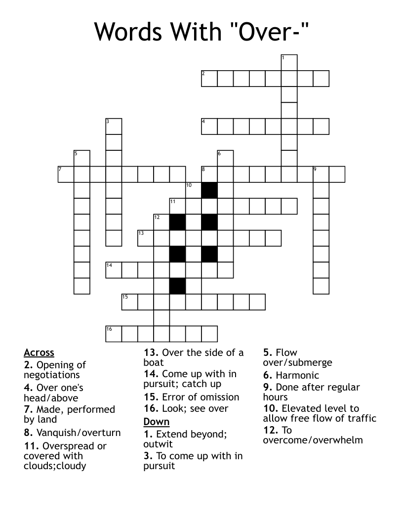 Words With "Over-" Crossword