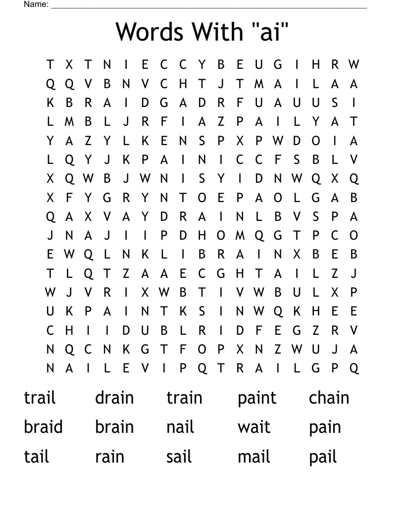 Words With "ai" Word Search