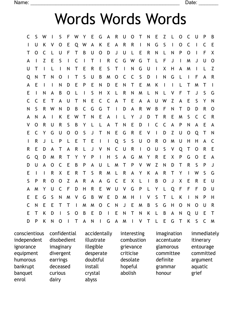 Words Words Words Word Search