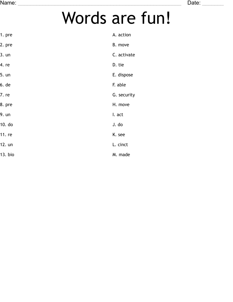 Words are fun!  Worksheet