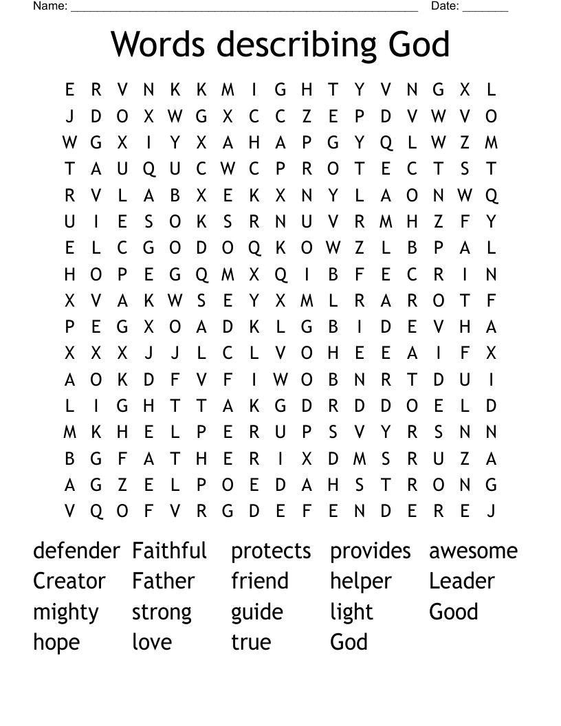 Words describing God Word Search
