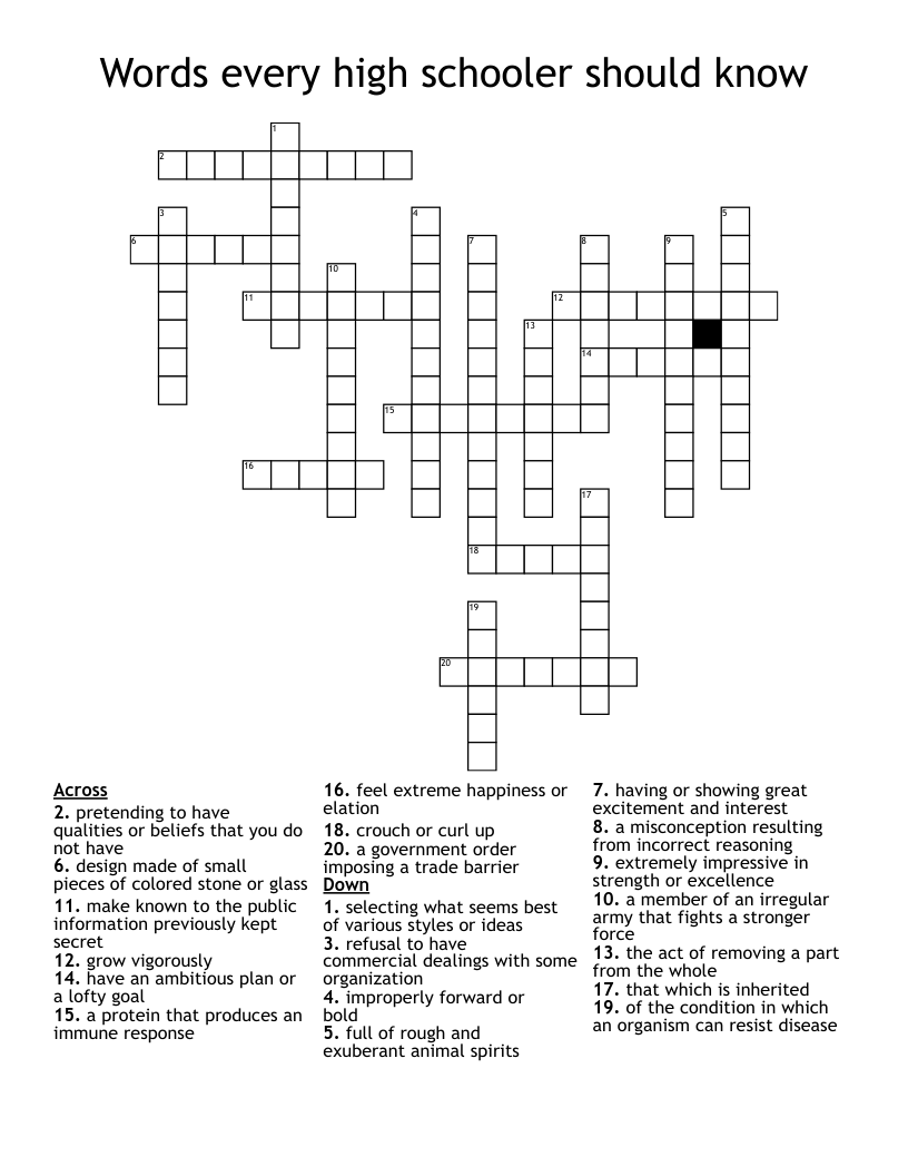 Words every high schooler should know  Crossword