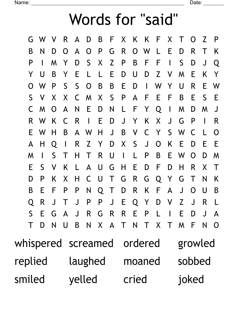 Words for "said" Word Search