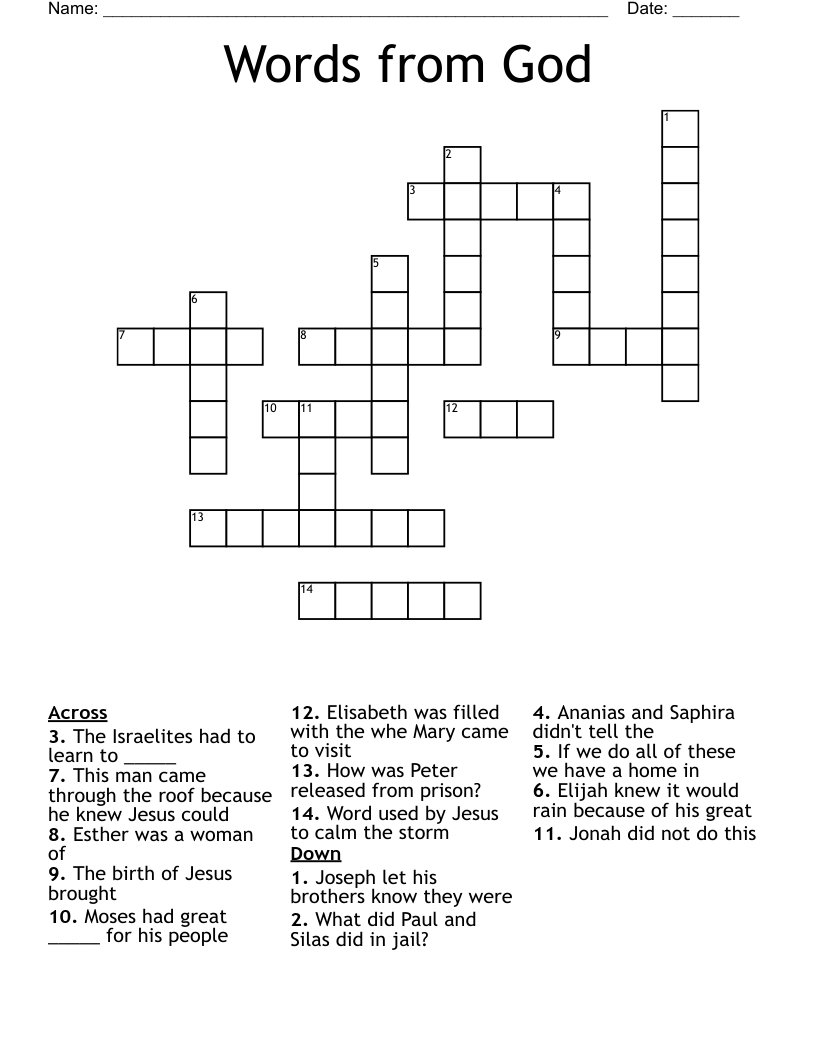 Words from God Crossword