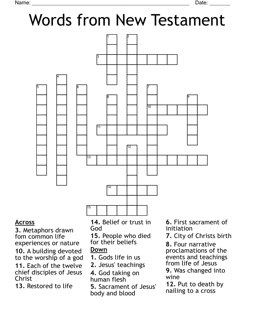 Words from New Testament Crossword