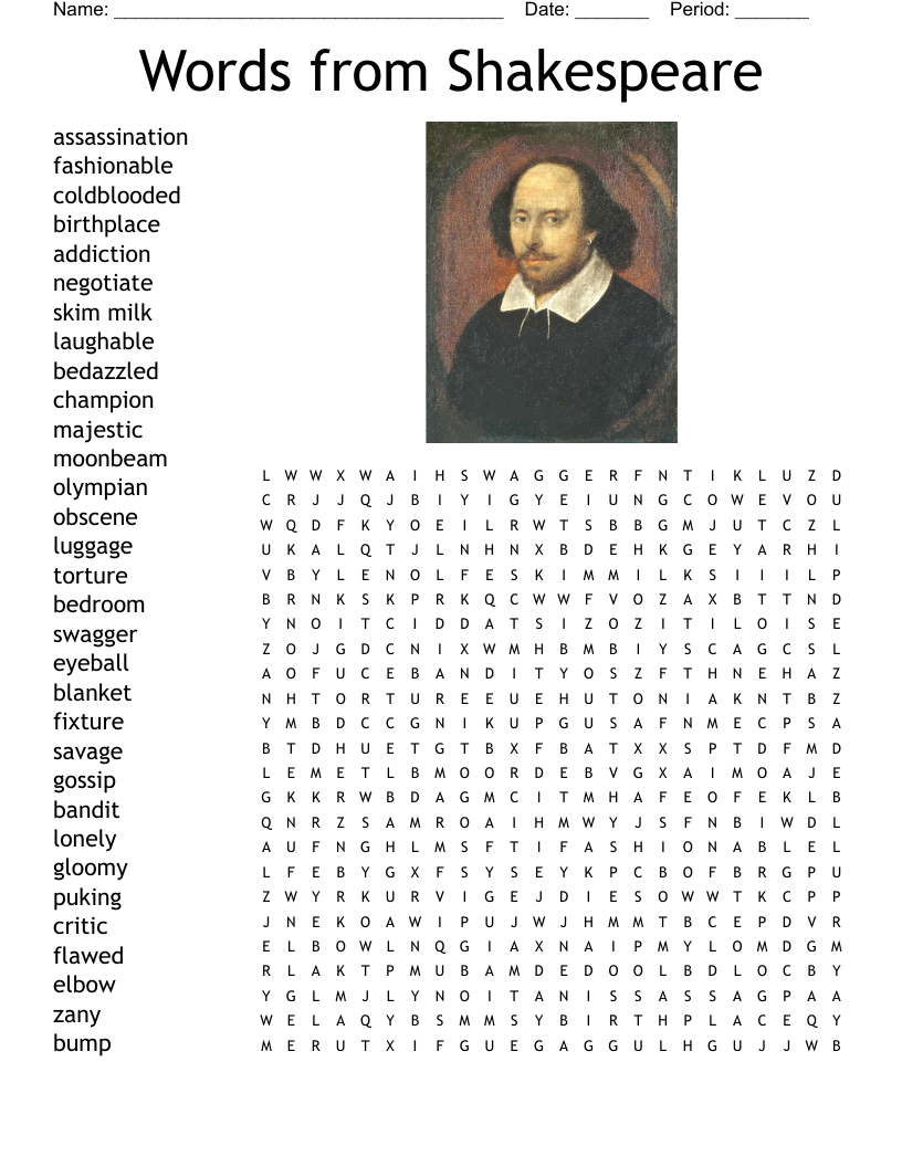 Words from Shakespeare Word Search