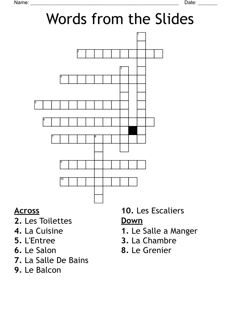 Words from the Slides Crossword