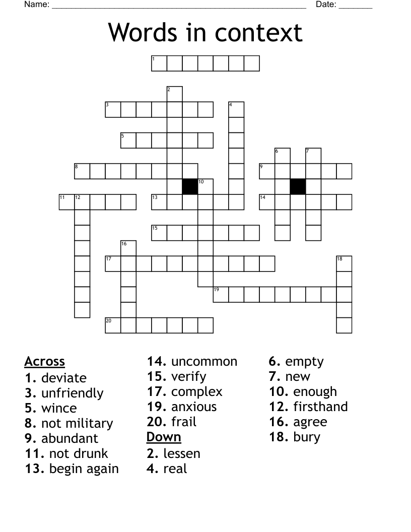 Words in context Crossword