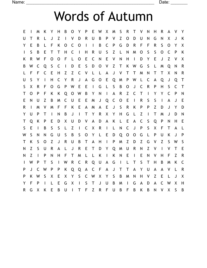 Words of Autumn Word Search