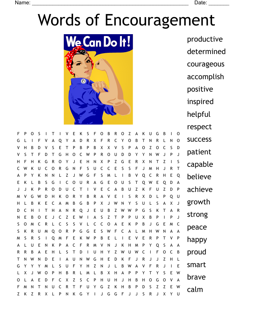 Words of Encouragement Word Search