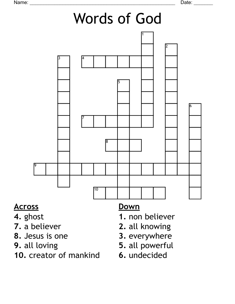 Words of God Crossword