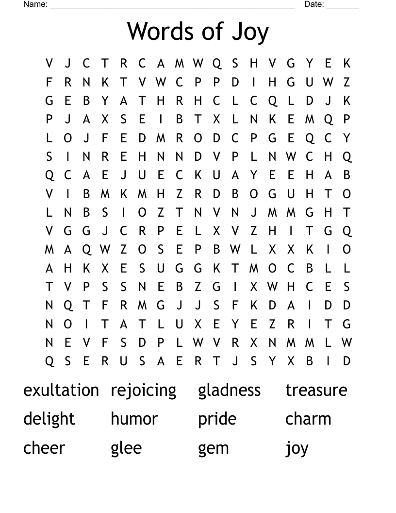 Words of Joy Word Search