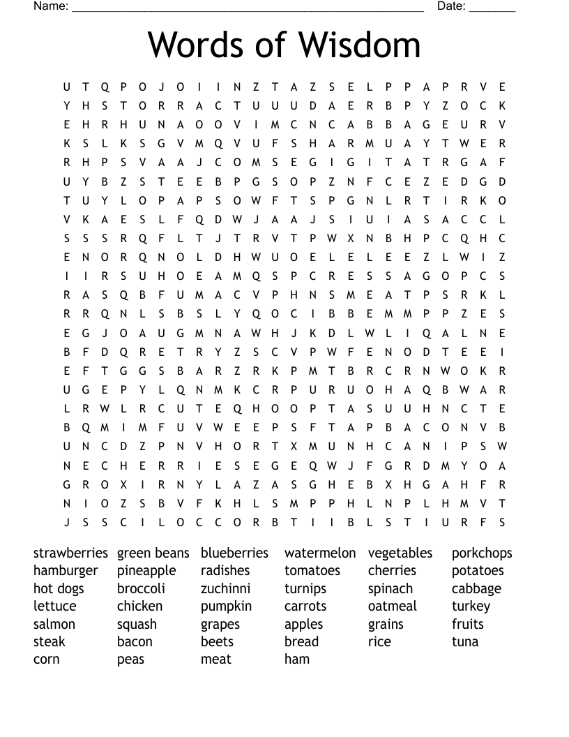 Words of Wisdom Word Search