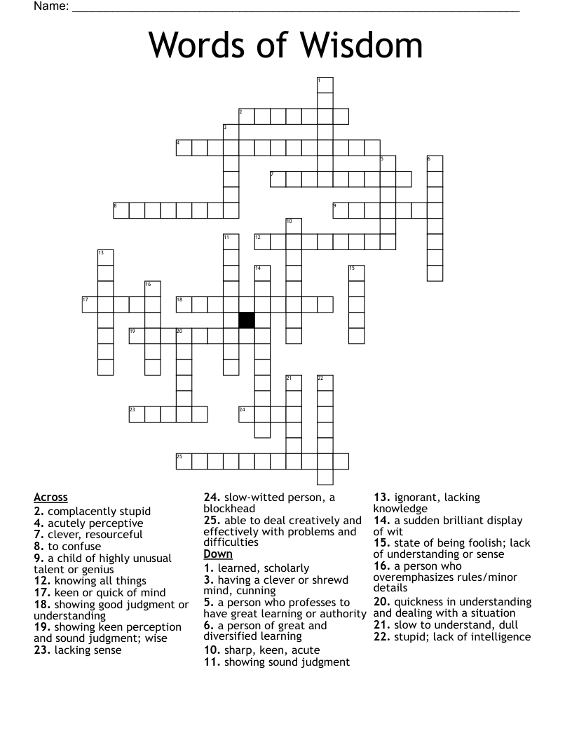 Words of Wisdom Crossword