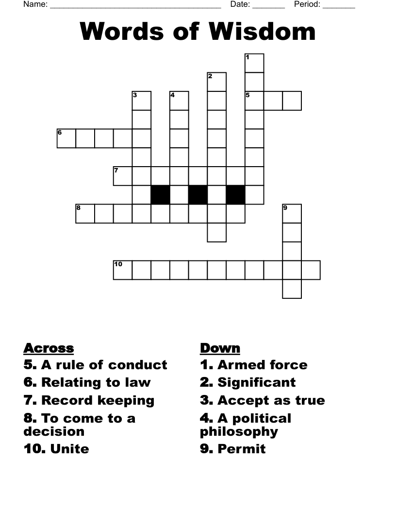 Words of Wisdom  Crossword