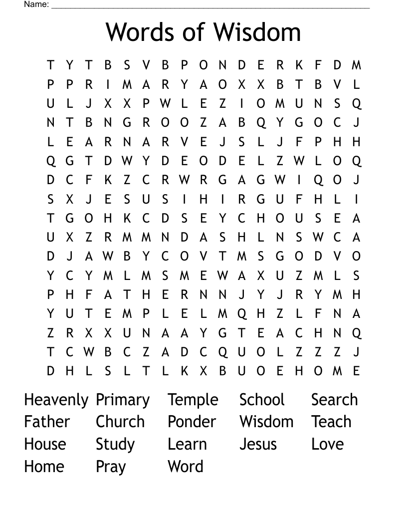 Words of Wisdom  Word Search