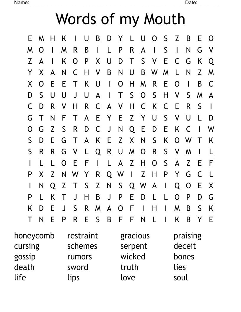 Words of my Mouth Word Search