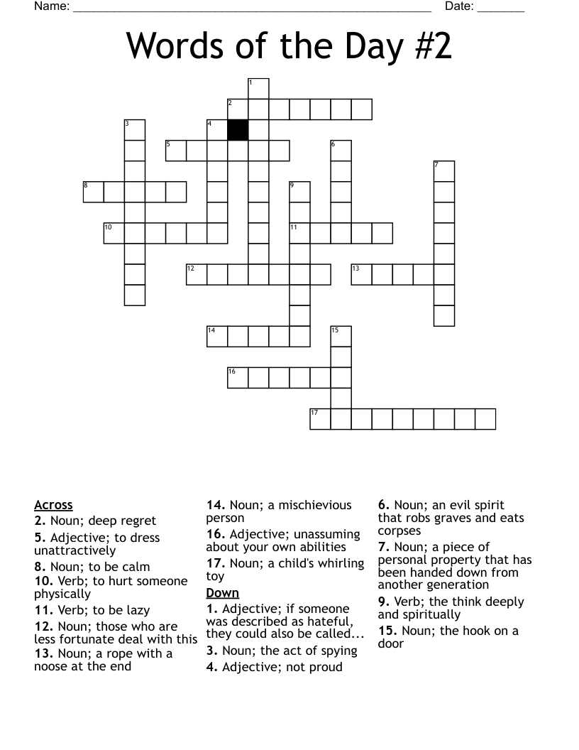 Words of the Day #2 Crossword