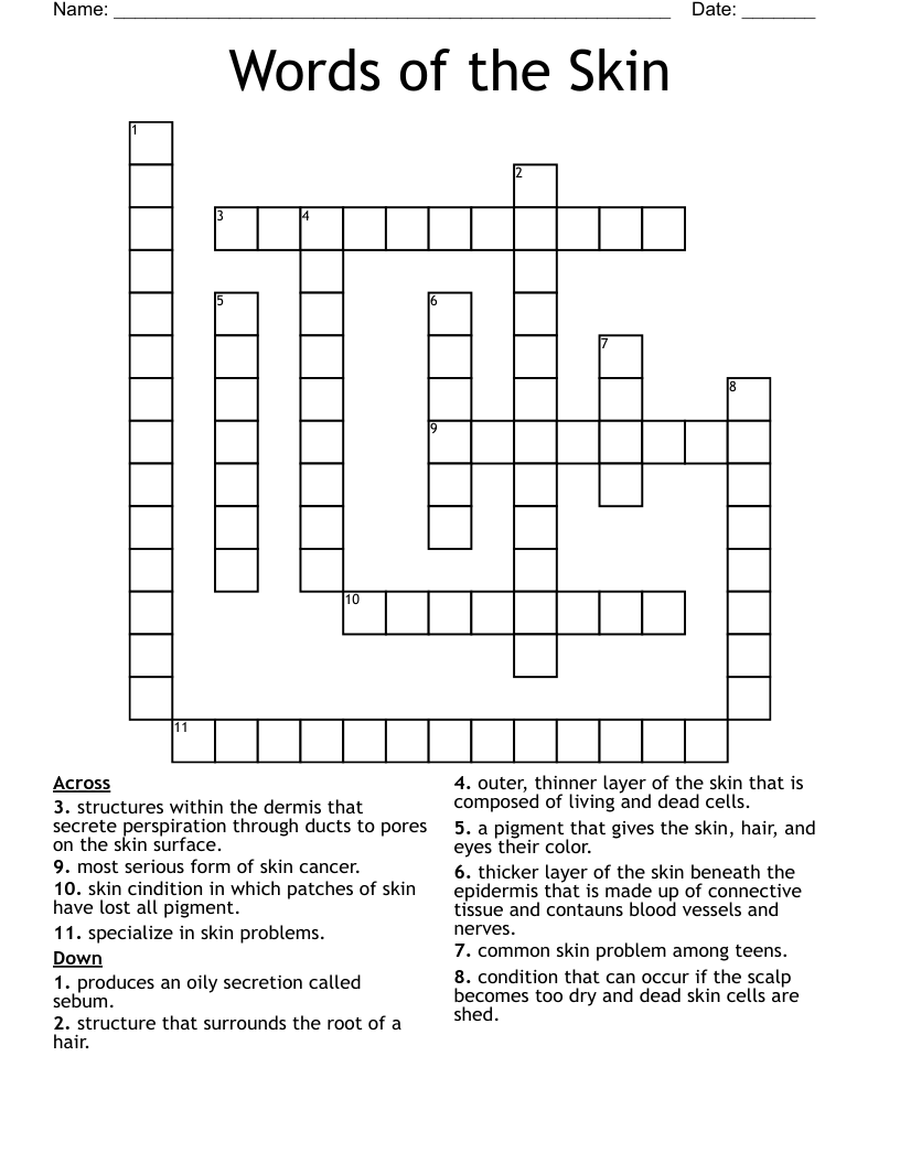 Words of the Skin Crossword