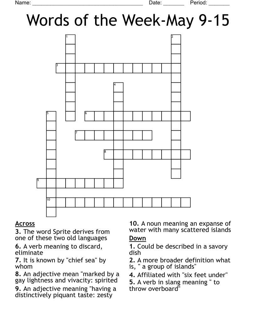 Words of the Week-May 9-15 Crossword