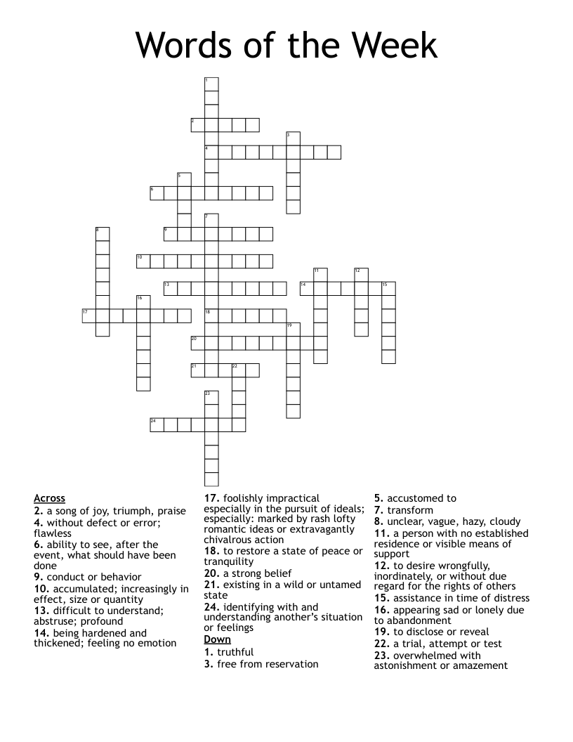 Words of the Week Crossword