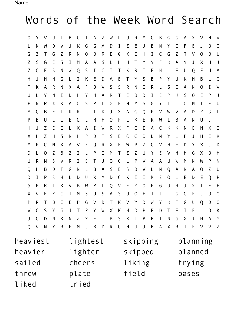 Words of the Week Word Search