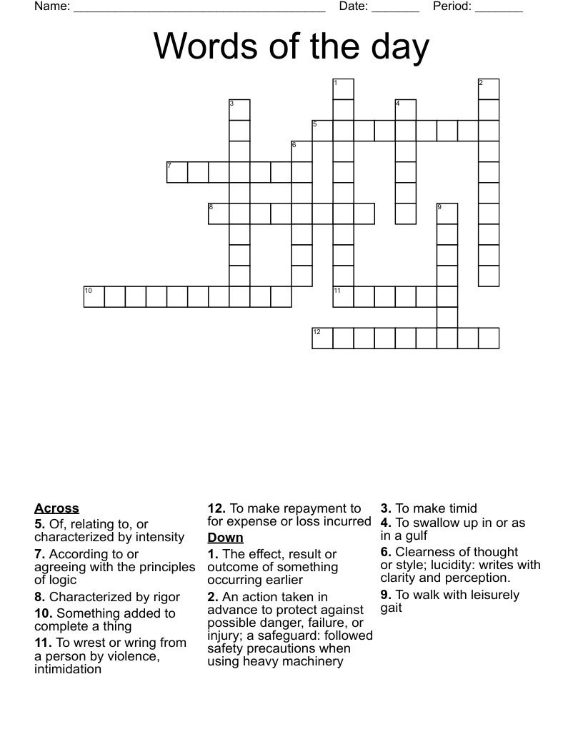 Words of the day Crossword