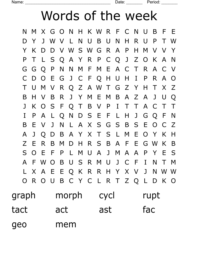 Words of the week  Word Search