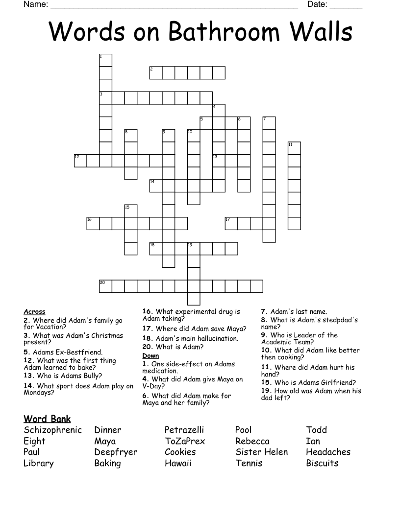 Words on Bathroom Walls  Crossword