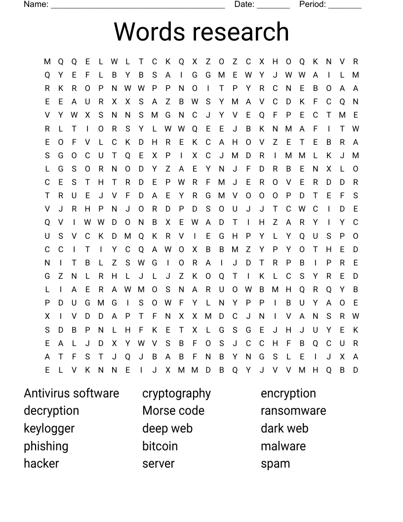 Words research  Word Search