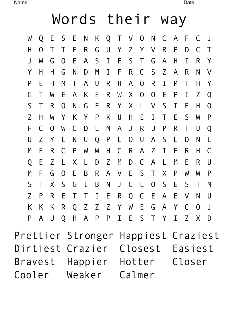 Words their way Word Search