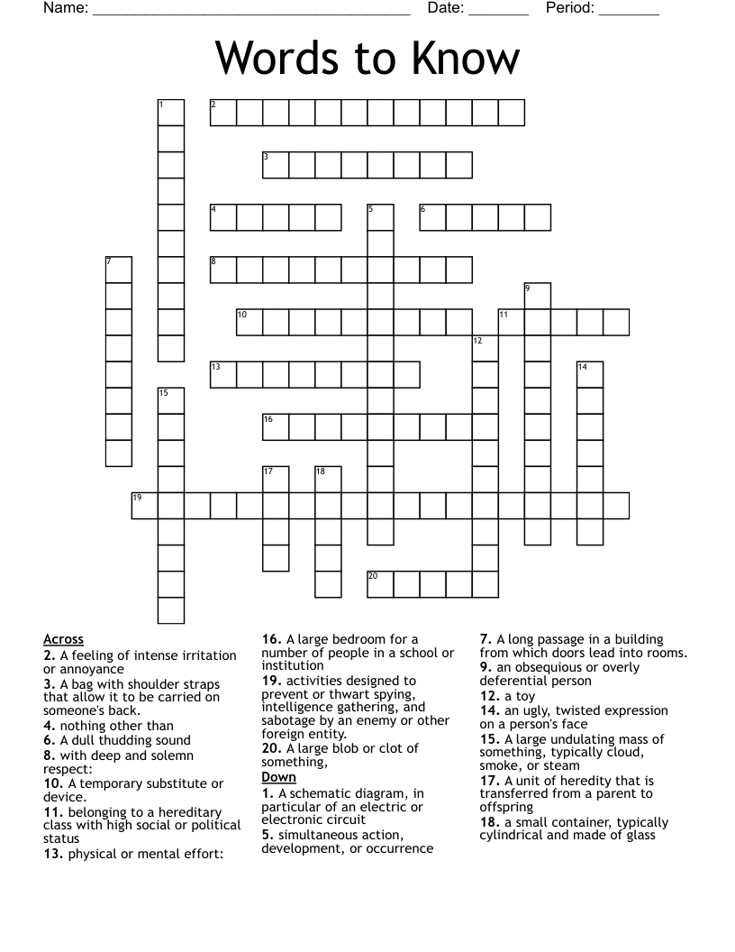 Words to Know Crossword