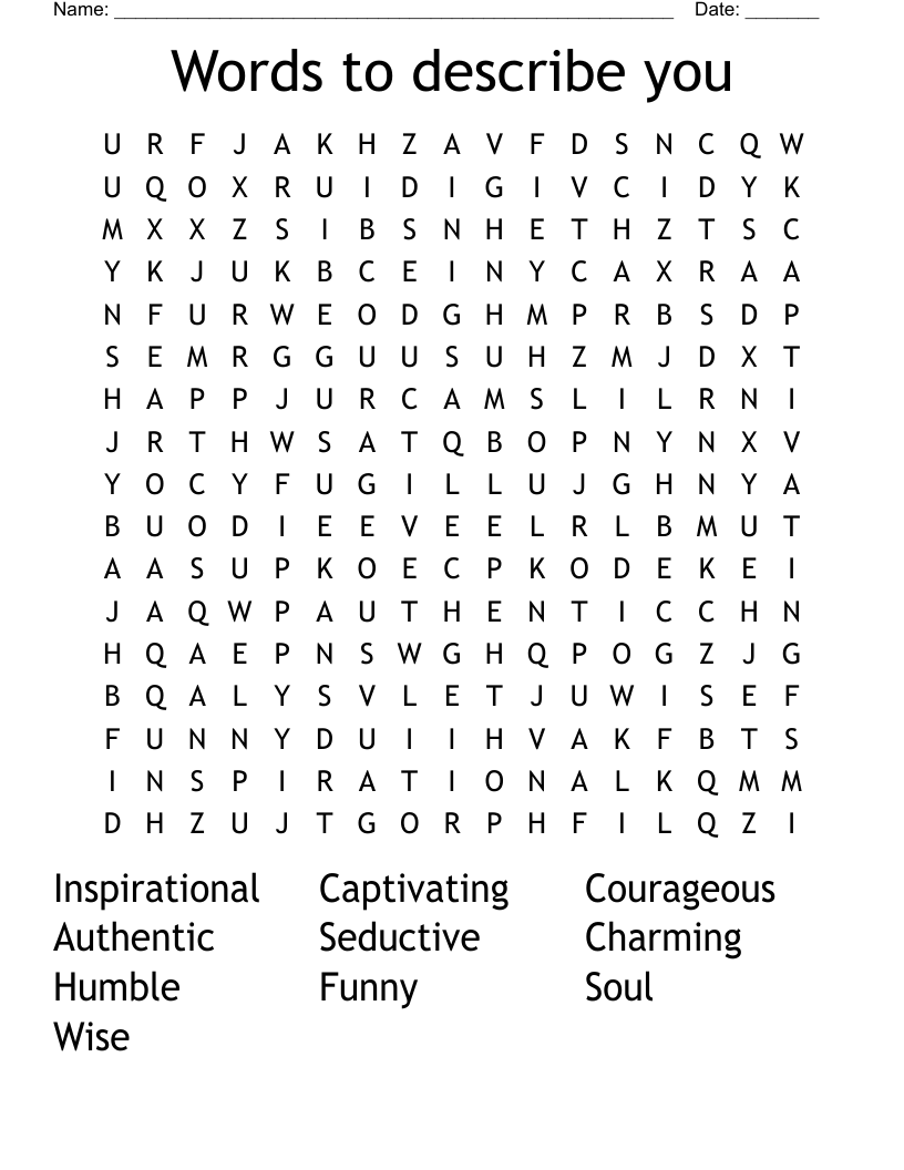 Words to describe you  Word Search