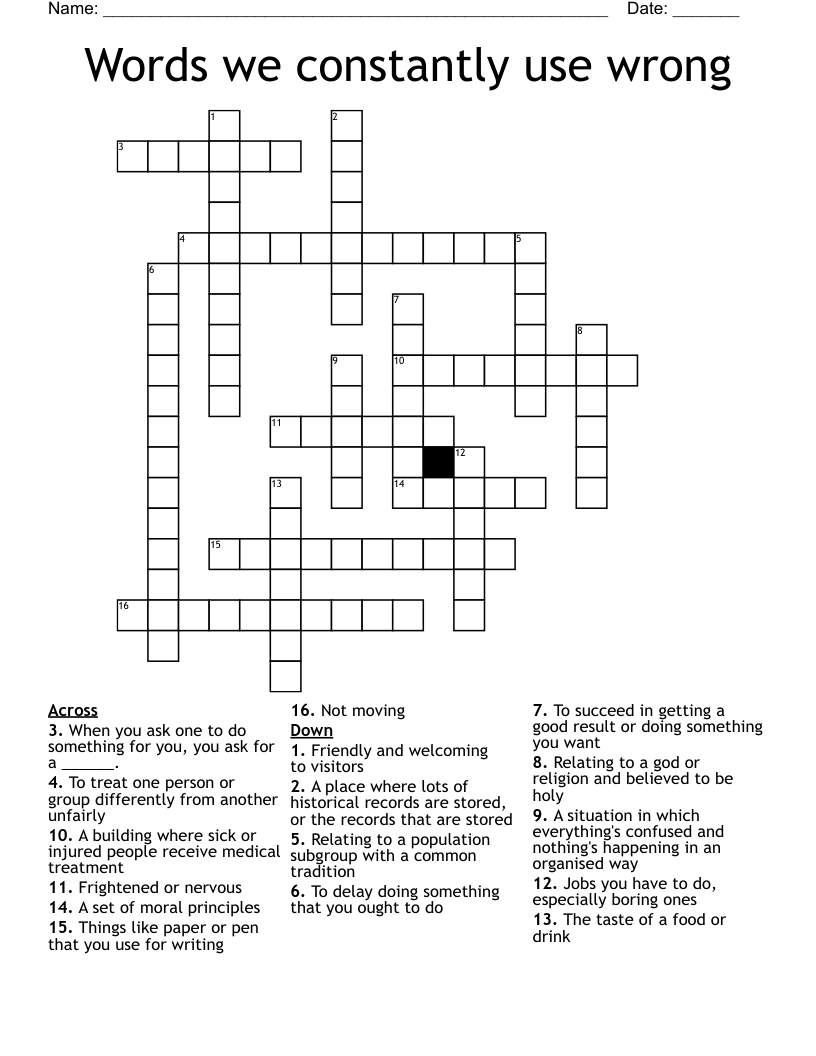 Words we constantly use wrong Crossword