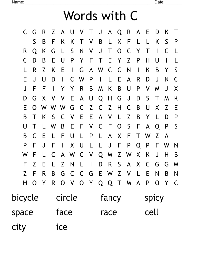 Words with C Word Search