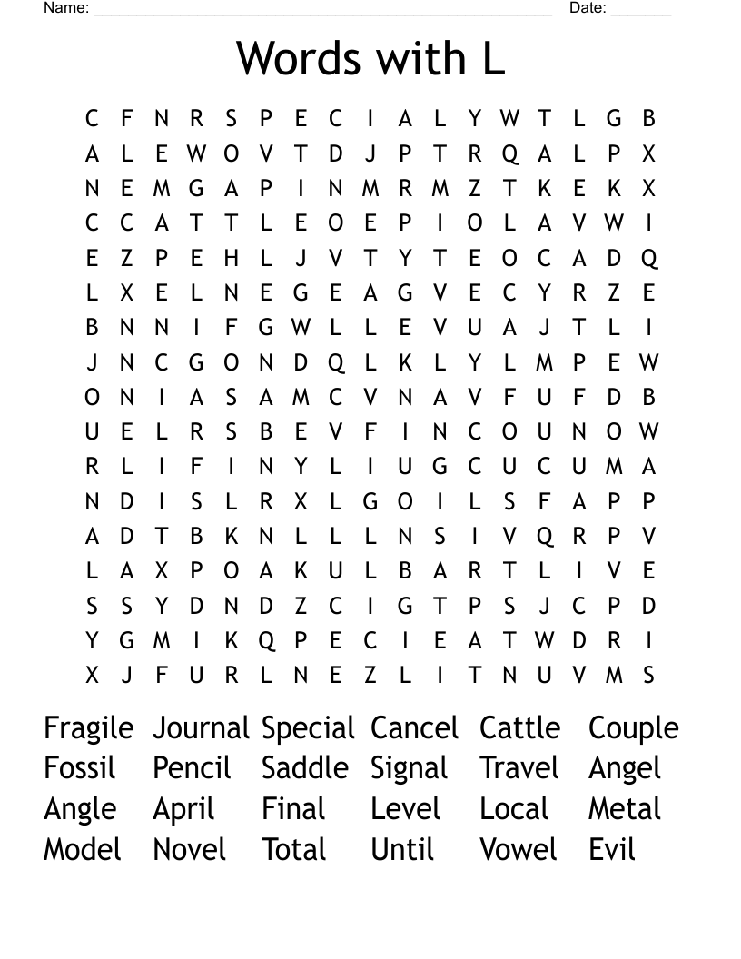 Words with L Word Search
