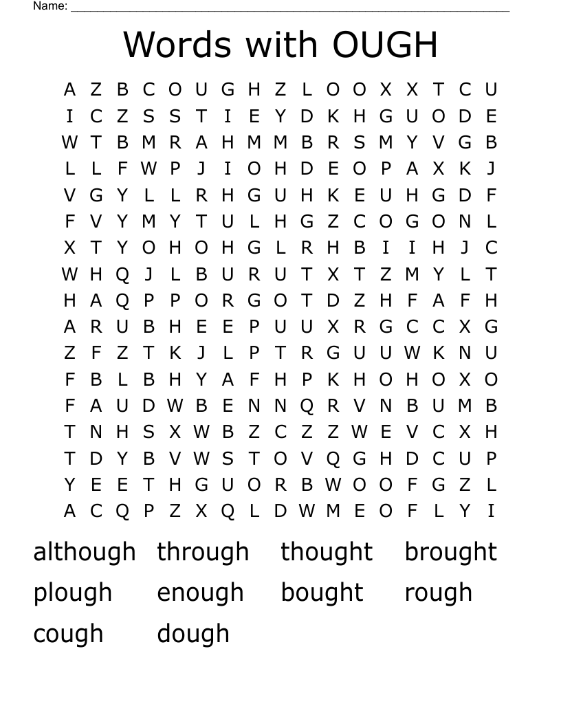 Words with OUGH Word Search
