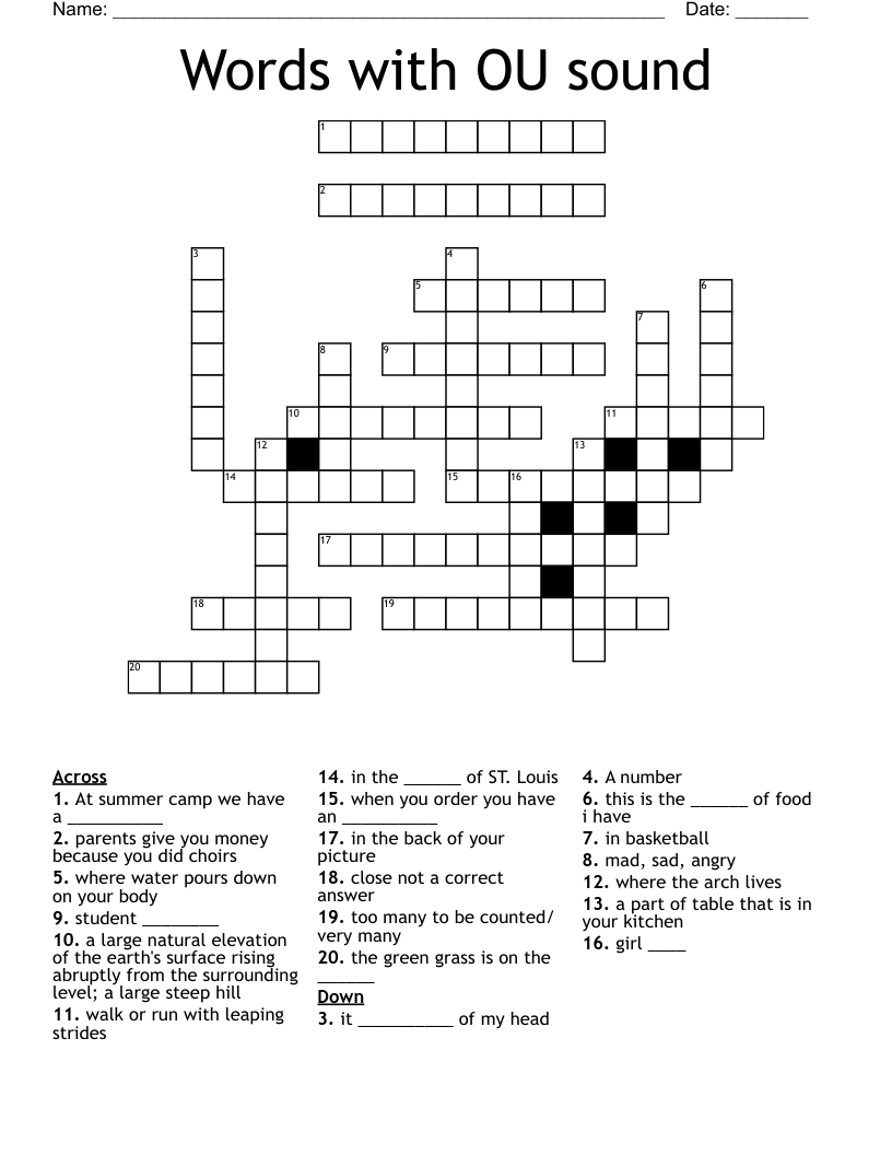 Words with OU sound  Crossword
