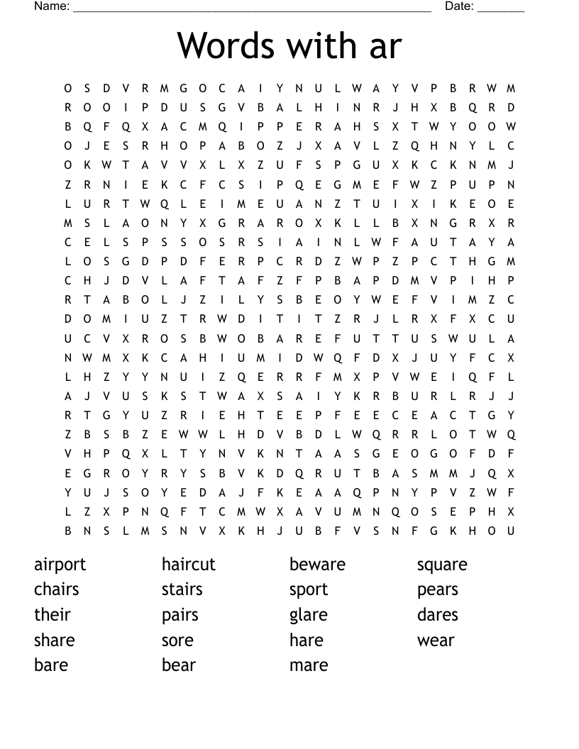 Words with ar Word Search