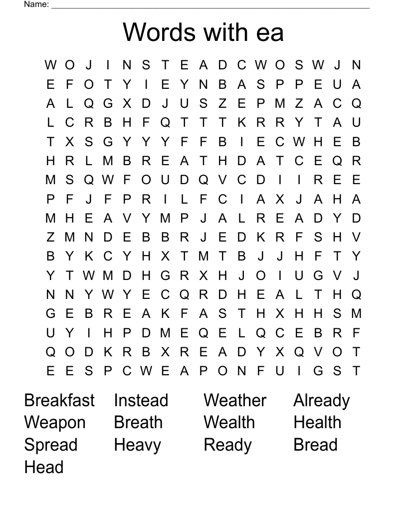 Words with ea Word Search
