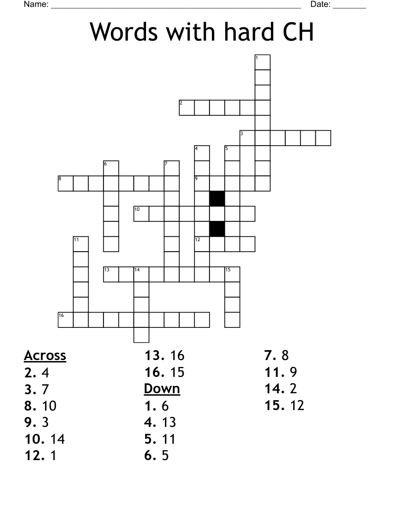 Words with hard CH Crossword
