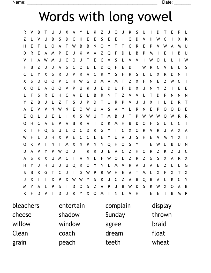 Words with long vowel  Word Search