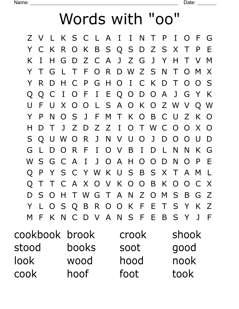 Words with "oo" Word Search